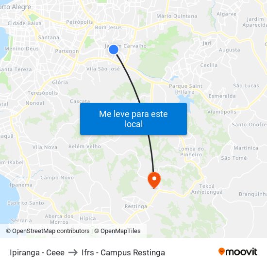 Ipiranga - Ceee to Ifrs - Campus Restinga map