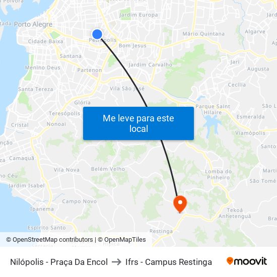 Nilópolis - Praça Da Encol to Ifrs - Campus Restinga map