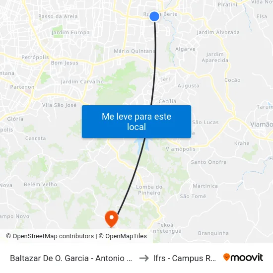 Baltazar De O. Garcia - Antonio Severino Cb to Ifrs - Campus Restinga map