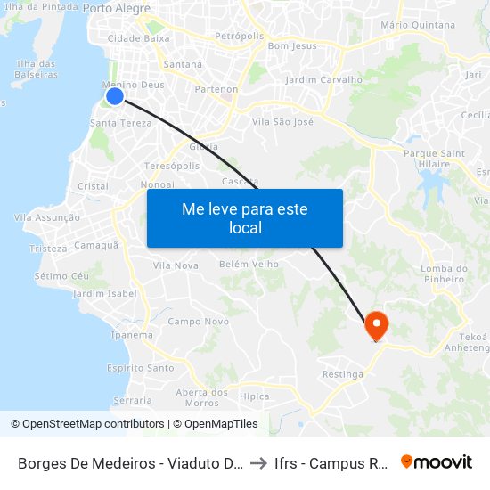 Borges De Medeiros - Viaduto Dom Pedro I to Ifrs - Campus Restinga map