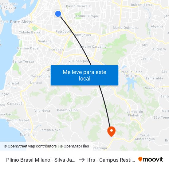 Plínio Brasil Milano - Silva Jardim to Ifrs - Campus Restinga map