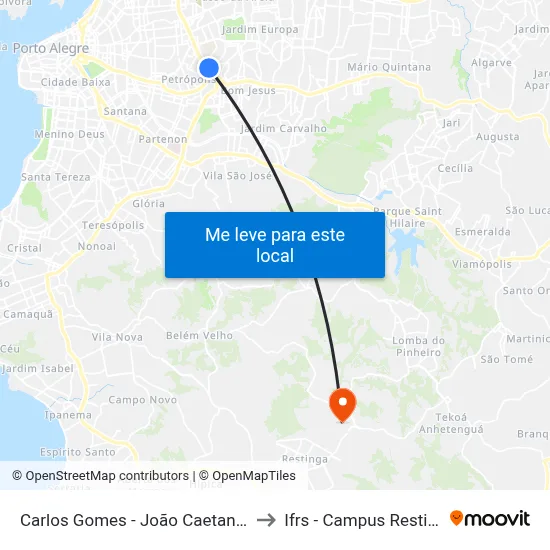Carlos Gomes - João Caetano Sn to Ifrs - Campus Restinga map