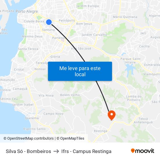 Silva Só - Bombeiros to Ifrs - Campus Restinga map