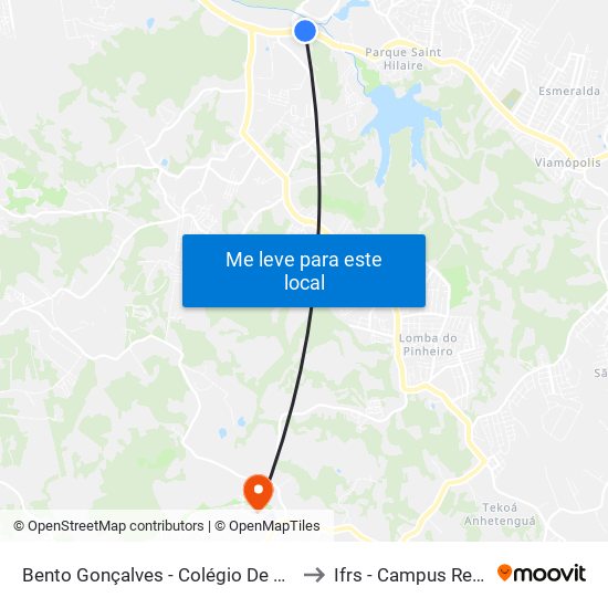 Bento Gonçalves - Colégio De Aplicação to Ifrs - Campus Restinga map