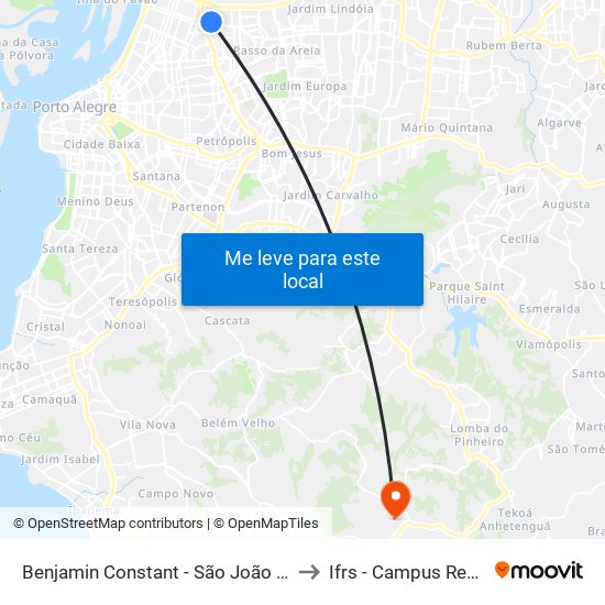 Benjamin Constant - São João [Centro] to Ifrs - Campus Restinga map