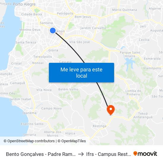 Bento Gonçalves - Padre Rambo Bc to Ifrs - Campus Restinga map