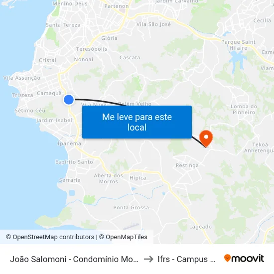 João Salomoni - Condomínio Moradas Do Lago to Ifrs - Campus Restinga map