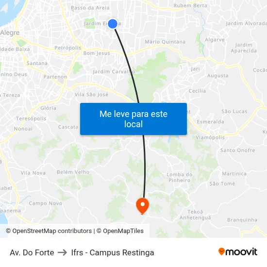 Av. Do Forte to Ifrs - Campus Restinga map