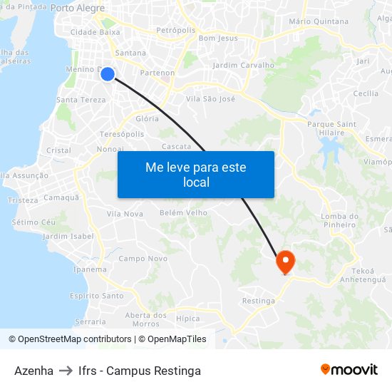 Azenha to Ifrs - Campus Restinga map