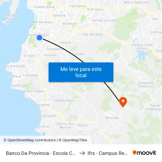 Banco Da Província - Escola Conhecer to Ifrs - Campus Restinga map