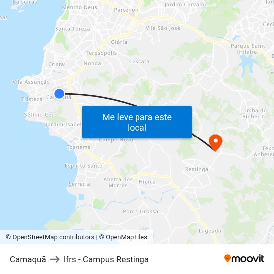 Camaquã to Ifrs - Campus Restinga map