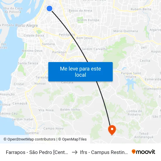 Farrapos - São Pedro [Centro] to Ifrs - Campus Restinga map
