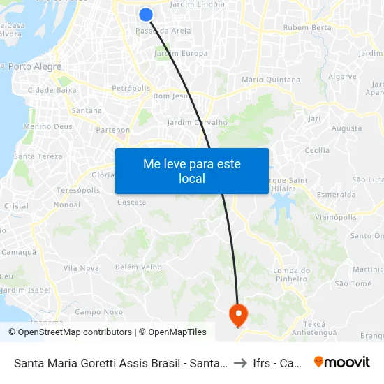Santa Maria Goretti Assis Brasil - Santa Maria Goretti Porto Alegre - Rs 91010-001 Brasil to Ifrs - Campus Restinga map