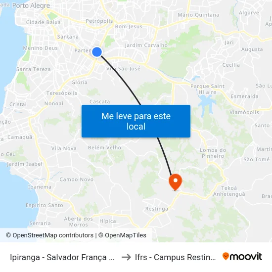 Ipiranga - Salvador França Cb to Ifrs - Campus Restinga map