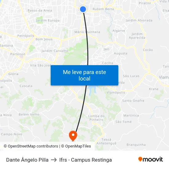 Dante Ângelo Pilla to Ifrs - Campus Restinga map