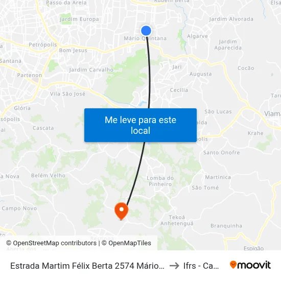 Estrada Martim Félix Berta 2574 Mário Quintana Porto Alegre - Rs 91260-650 Brasil to Ifrs - Campus Restinga map