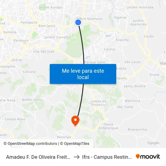 Amadeu F. De Oliveira Freitas to Ifrs - Campus Restinga map
