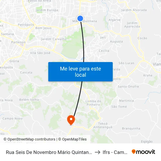 Rua Seis De Novembro Mário Quintana Porto Alegre - Rs 91270-320 Brasil to Ifrs - Campus Restinga map