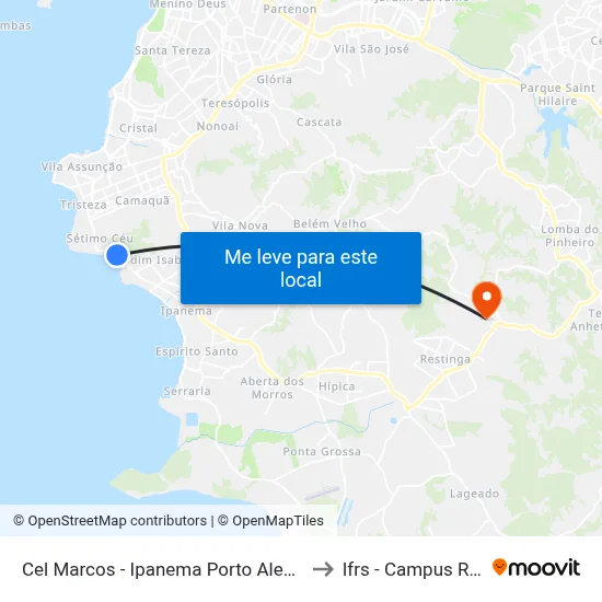 Cel Marcos - Ipanema Porto Alegre - Rs Brasil to Ifrs - Campus Restinga map