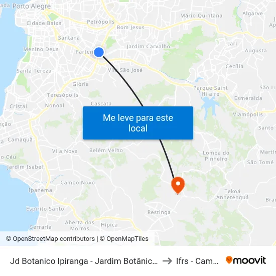 Jd Botanico Ipiranga - Jardim Botânico Porto Alegre - Rs 90450-190 Brasil to Ifrs - Campus Restinga map