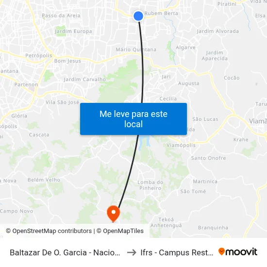 Baltazar De O. Garcia - Nacional Bc to Ifrs - Campus Restinga map