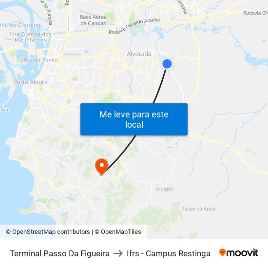 Terminal Passo Da Figueira to Ifrs - Campus Restinga map