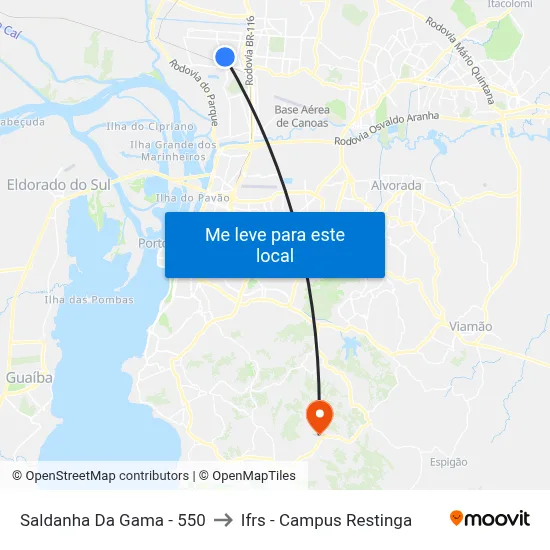 Saldanha Da Gama - 550 to Ifrs - Campus Restinga map