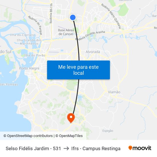 Selso Fidélis Jardim - 531 to Ifrs - Campus Restinga map