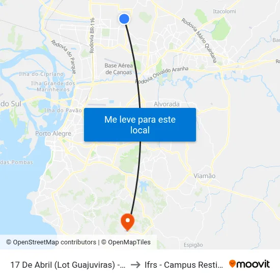 17 De Abril (Lot Guajuviras) - 160 to Ifrs - Campus Restinga map