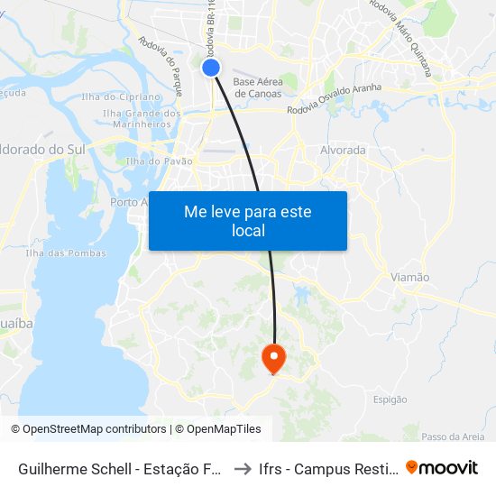 Guilherme Schell - Estação Fátima to Ifrs - Campus Restinga map