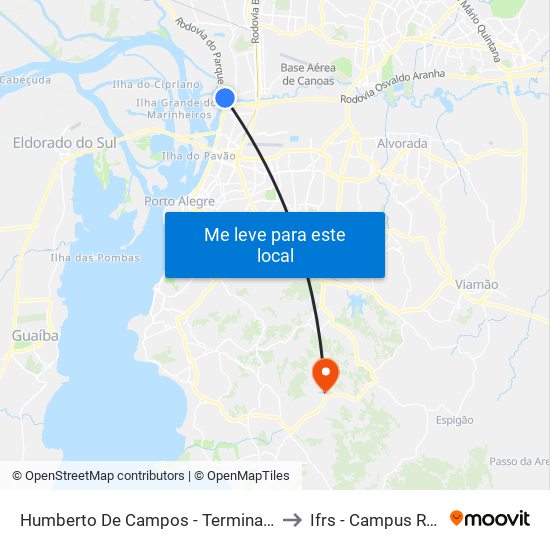 Humberto De Campos - Terminal Rio Branco to Ifrs - Campus Restinga map