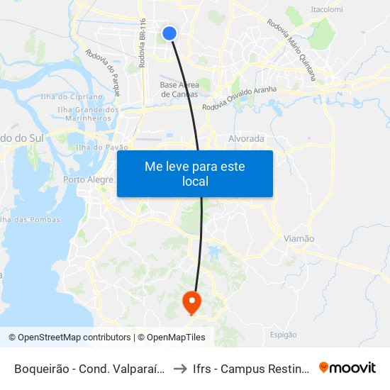 Boqueirão - Cond. Valparaíso to Ifrs - Campus Restinga map