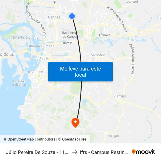 Júlio Pereira De Souza - 1147 to Ifrs - Campus Restinga map