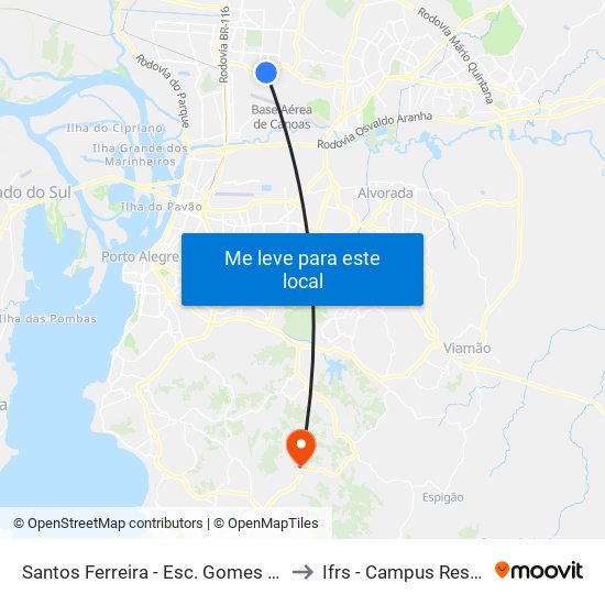 Santos Ferreira - Esc. Gomes Jardim to Ifrs - Campus Restinga map