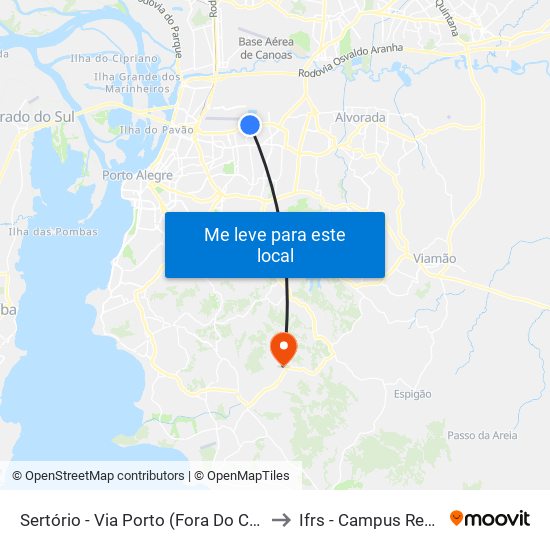 Sertório - Via Porto (Fora Do Corredor) to Ifrs - Campus Restinga map