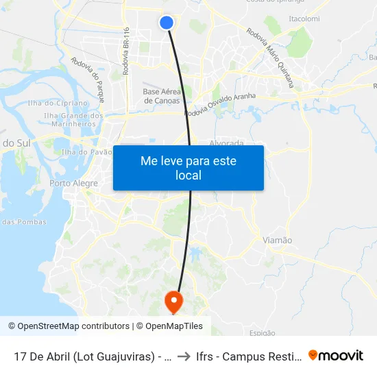 17 De Abril (Lot Guajuviras) - Cras to Ifrs - Campus Restinga map