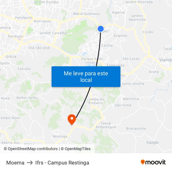 Moema to Ifrs - Campus Restinga map