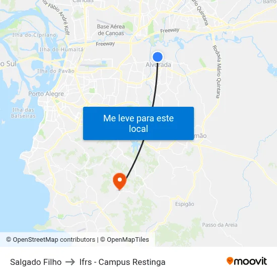 Salgado Filho to Ifrs - Campus Restinga map