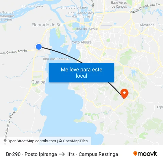 Br-290 - Posto Ipiranga to Ifrs - Campus Restinga map