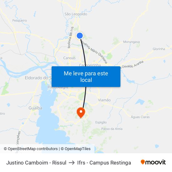 Justino Camboim - Rissul to Ifrs - Campus Restinga map