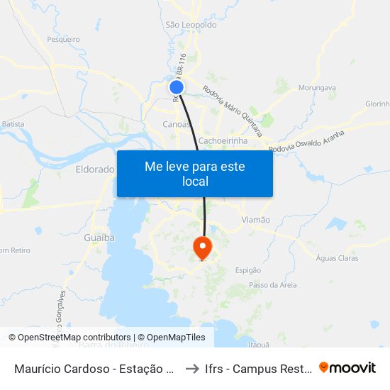 Maurício Cardoso - Estação Esteio to Ifrs - Campus Restinga map