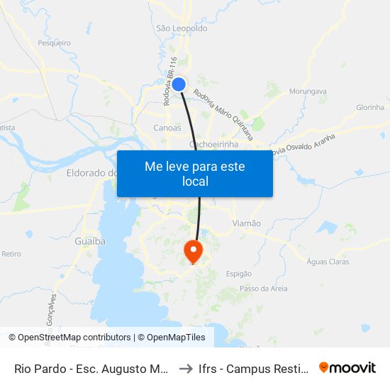 Rio Pardo - Esc. Augusto Meyer to Ifrs - Campus Restinga map