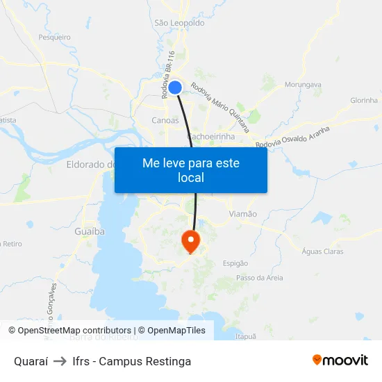 Quaraí to Ifrs - Campus Restinga map