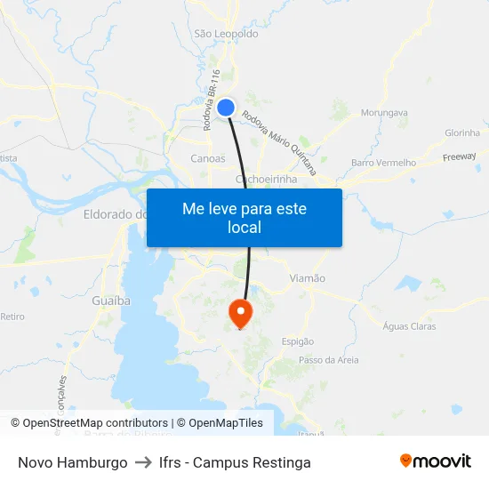 Novo Hamburgo to Ifrs - Campus Restinga map