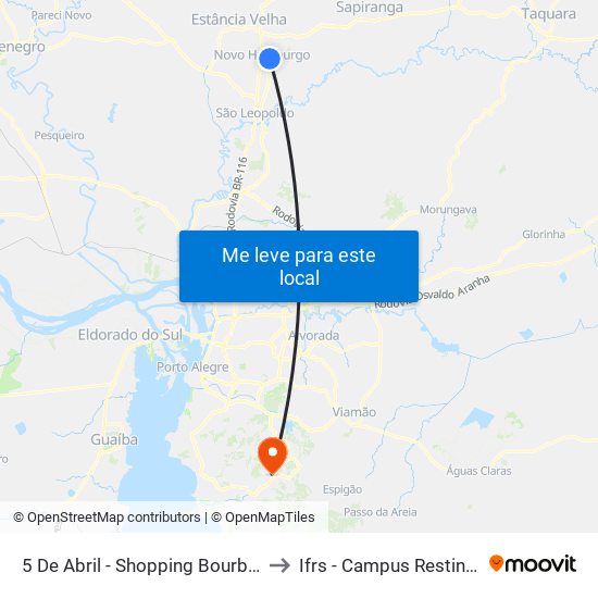 5 De Abril - Shopping Bourbon to Ifrs - Campus Restinga map
