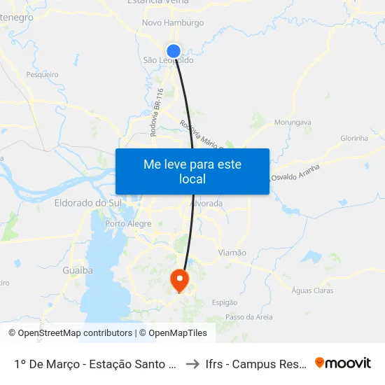 1º De Março - Estação Santo Afonso to Ifrs - Campus Restinga map