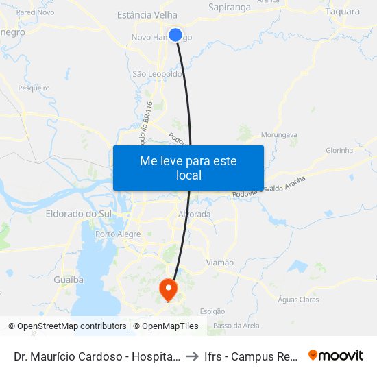 Dr. Maurício Cardoso - Hospital Regina to Ifrs - Campus Restinga map