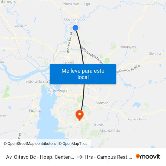 Av. Oitavo Bc - Hosp. Centenário to Ifrs - Campus Restinga map