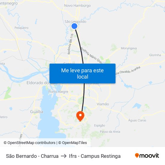 São Bernardo - Charrua to Ifrs - Campus Restinga map