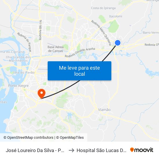 José Loureiro Da Silva - Parada 81 to Hospital São Lucas Da Pucrs map